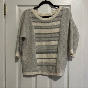 Loft gray and white striped sweater